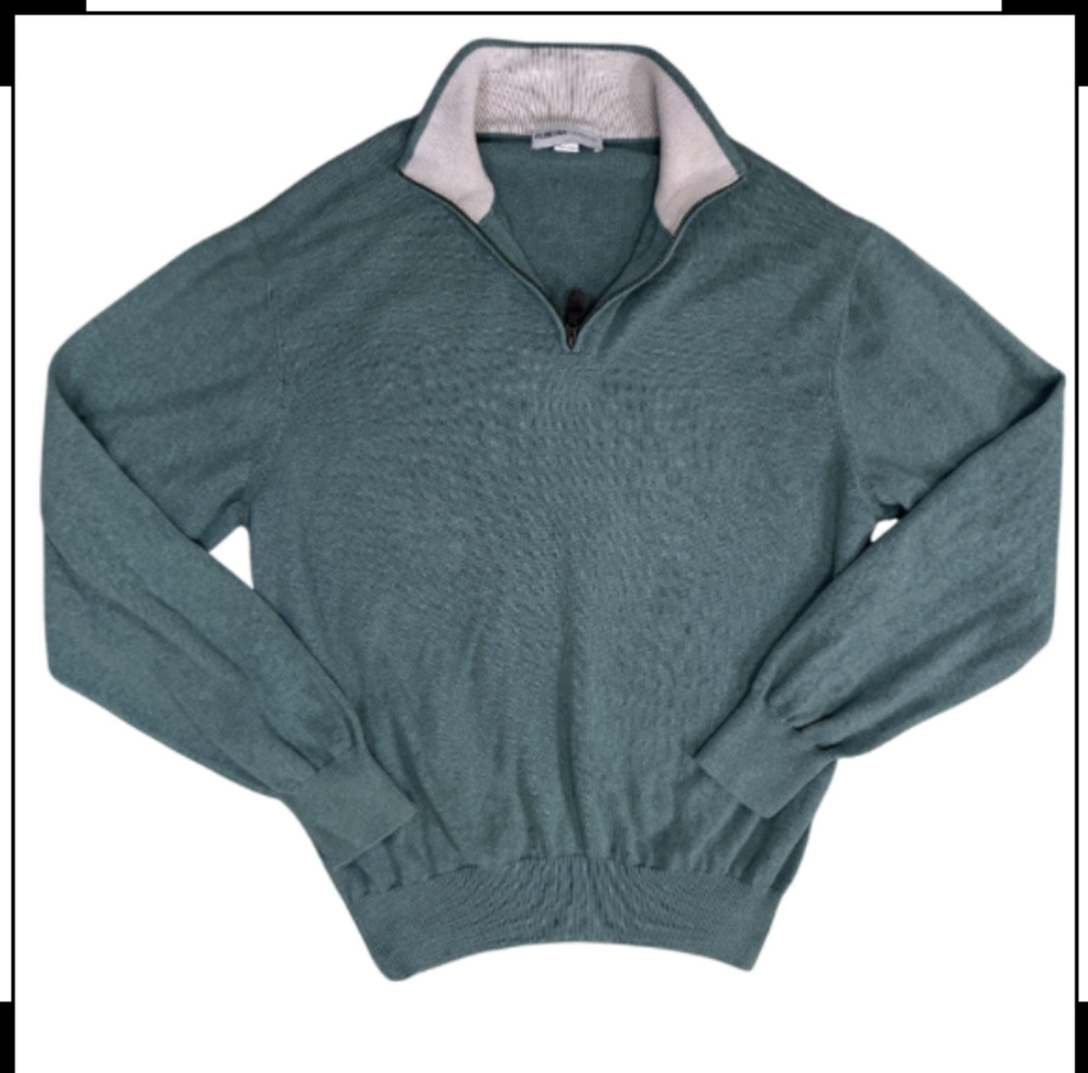 Puritan Cape Cod Mens Quarter Zip Pima Cotton L‎ Sweater Layers 2010s Coastal - Picture 2 of 11